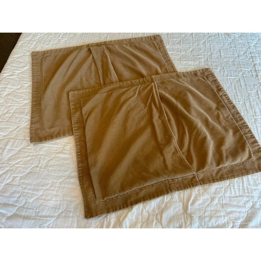 Tommy Hilfiger Pillowcases Shams Cordoroy Tan/Beige Set of‎ 2